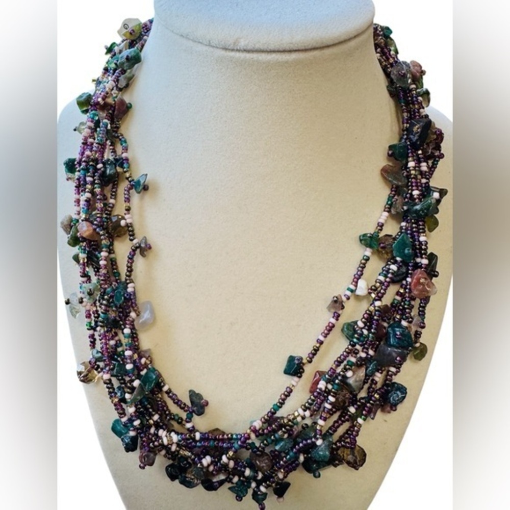 Beaded Multicolor Necklace Czech Glass Necklace Handmade in Guatemala